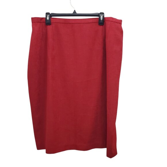 Worthington Woman's Vintage Textured Red High Waist Career Pencil Skirt Plus 22W - Picture 1 of 9